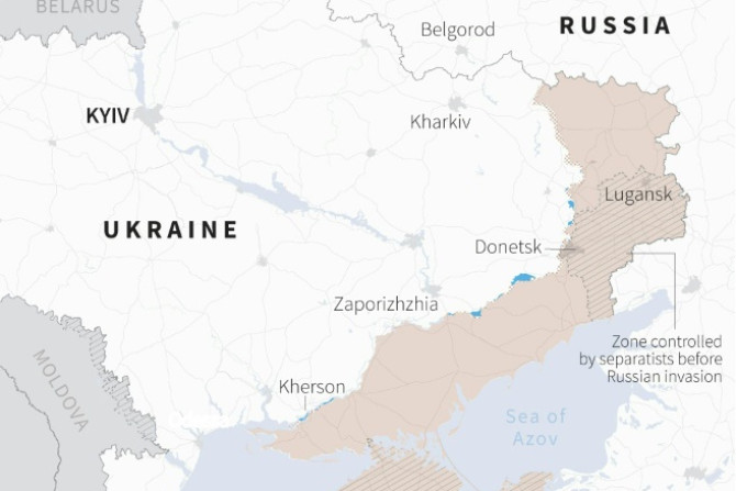 Map of areas controlled by Ukrainian and Russian forces in Ukraine, as of January 30, 2000 GMT