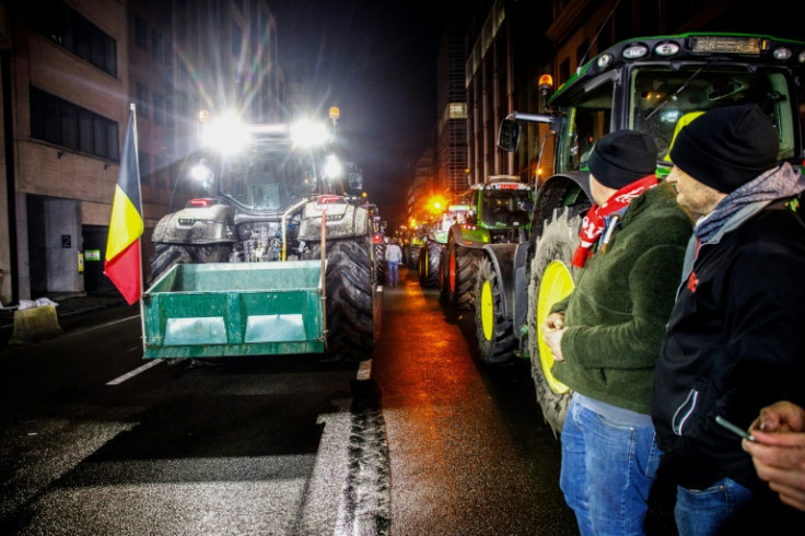 Farmers with tractors protest in Brussels