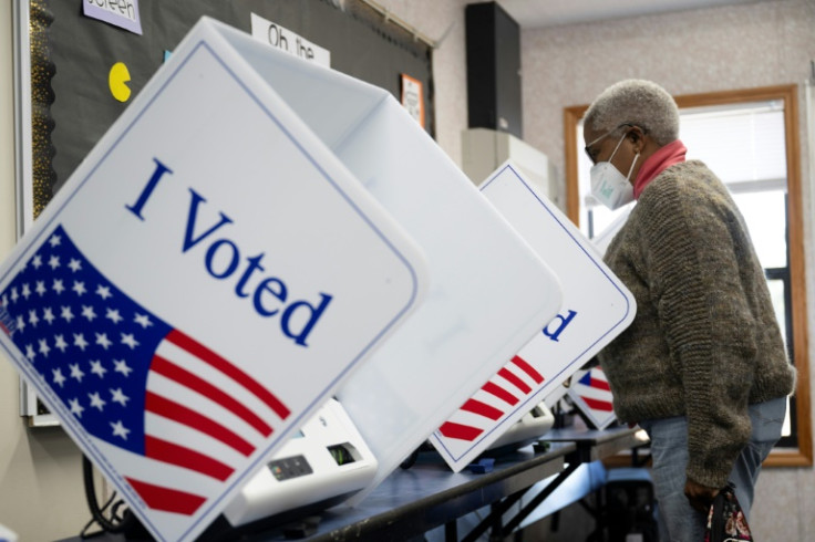 A woman votes at a polling location in Stiles Point Elementary in Charleston, South Carolina, on February 3, 2024.