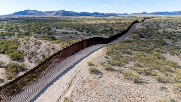 The US-Mexico border wall is seen in Sasabe, Arizona in December 2023