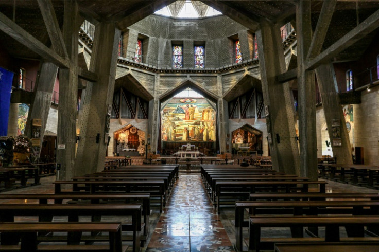 The almost empty Basilica of the Annunciation in Nazareth in northern Israel