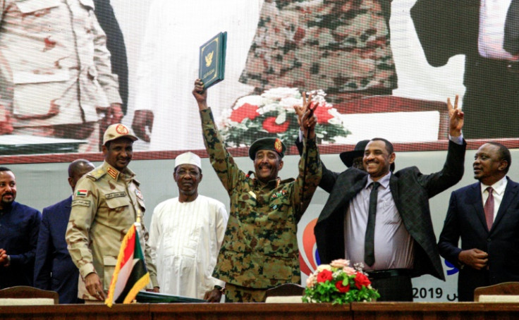 Burhan (centre) and Daglo (second-left), turned against Sudan's democratic transition, then on each other