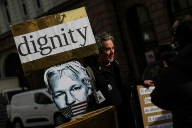 Protesters gathered outside the UK court as Assange's case was heard