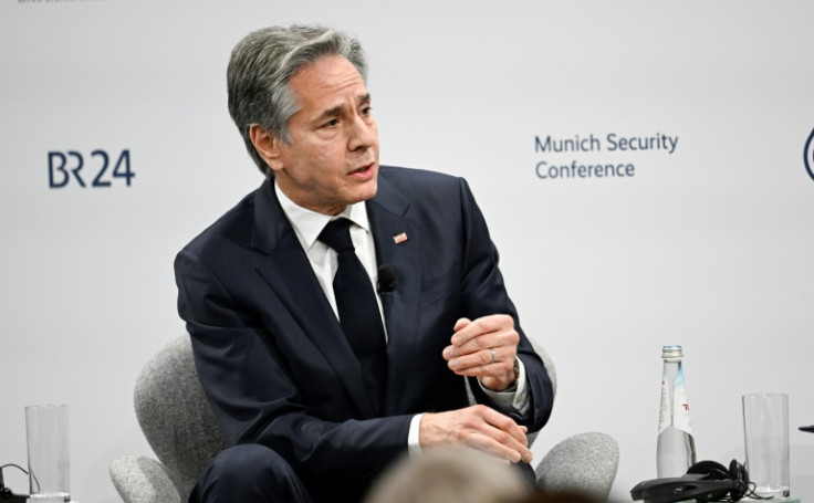 US Secretary of State Antony Blinken takes part in a panel discussion at the Munich Security Conference on February 17, 2024