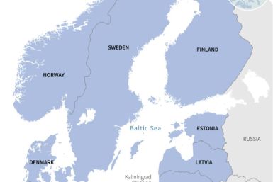 Map of the area around the Baltic Sea showing NATO members once Sweden joins
