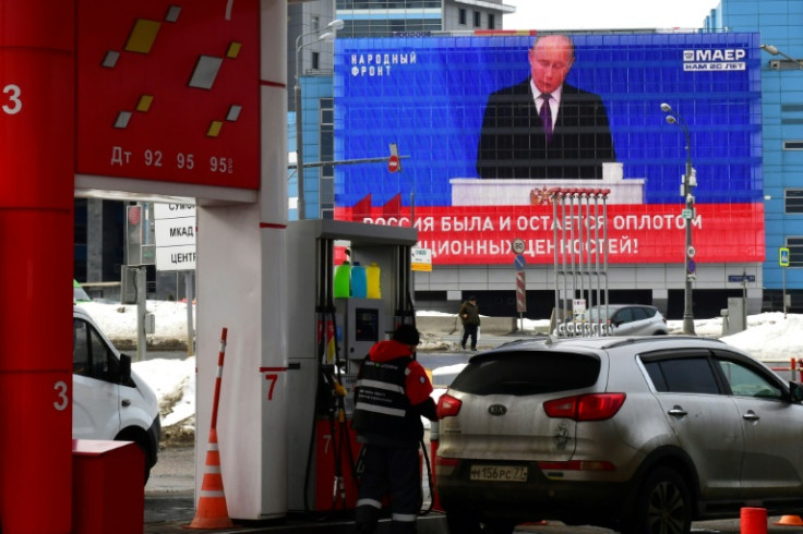 President Vladimir Putin's speech was played on large digital screens across Moscow