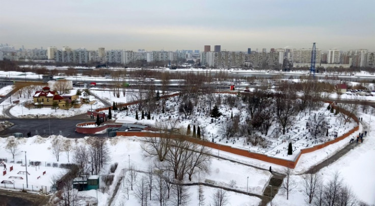 A view of the Borisovo cemetery in Moscow, where the burial of late Russian opposition leader Alexei Navalny is set to take place on March 1