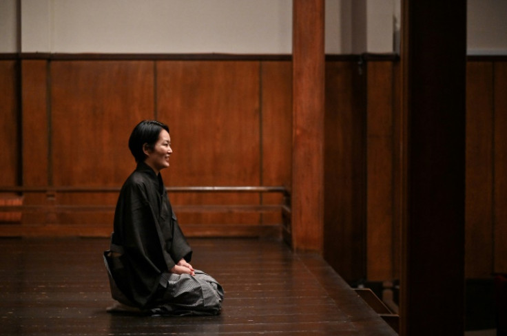 Mayuko Kashiwazaki speas during an interview with AFP following a rehearsal for the principle role in "Dojoji"