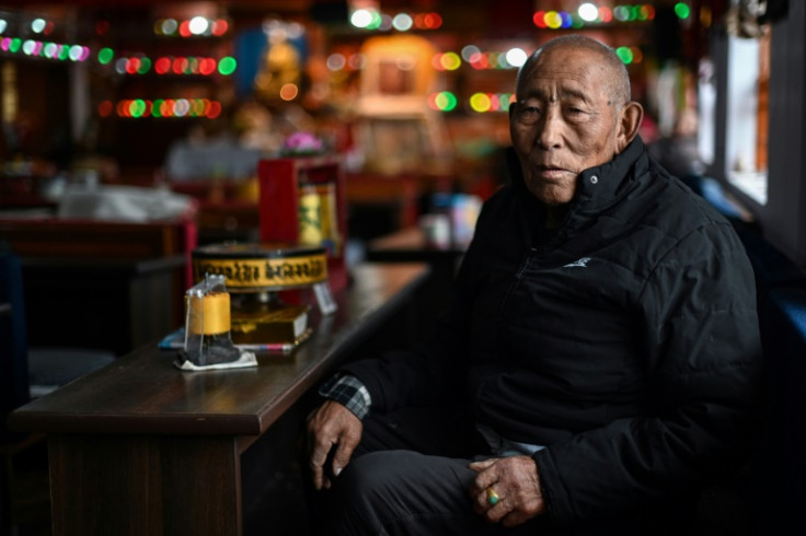 Tsultrim, a Tibetan former CIA-backed guerilla, looks on during an interview with AFP at Jampaling Elders' Home run by the Central Tibetan Administration in Dharamsala