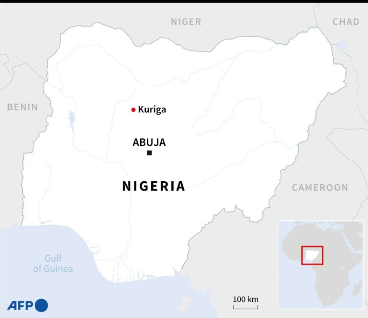 Map of Nigeria locating the town of Kuriga