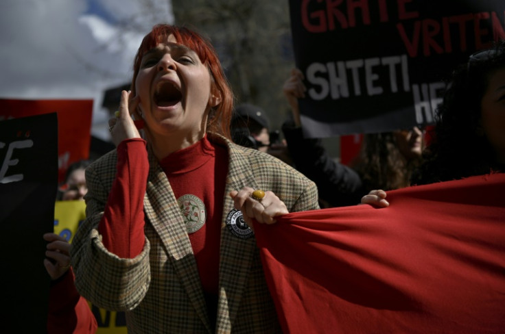 In Kosovo, women marched in a rally for gender equality and against violence towards women