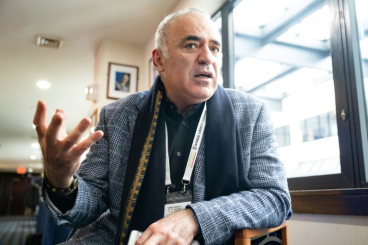 Former Russian Chess Grandmaster and political activist, Garry Kasparov, speaks during an interview with AFP