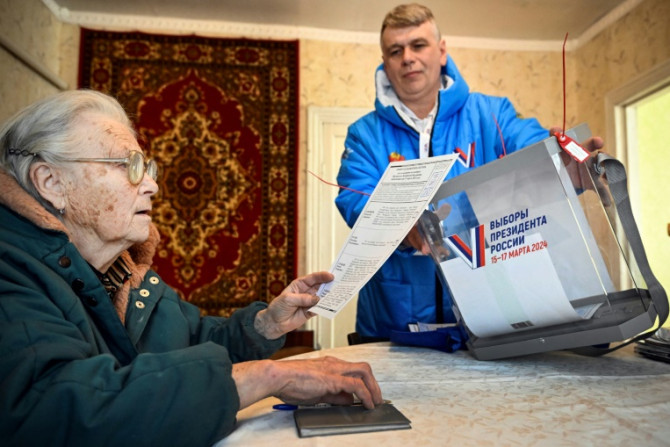 Russian election officials went door-to-door to collect votes from elderly residents