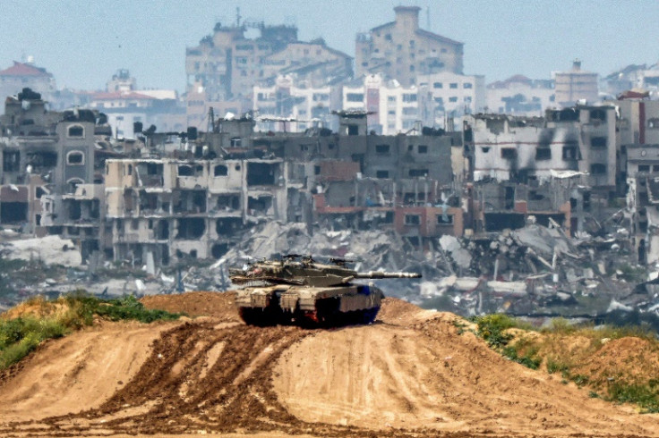 An Israeli army battle tank at a position along the border with Gaza on March 19, 2024