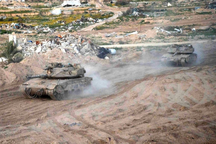 Israeli tanks in Gaza seen in a handout picture released by the Israeli army on March 19, 2024
