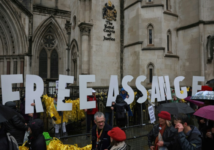 Supporters of Assange and WikiLeaks demonstrated outside the High Court in London in February