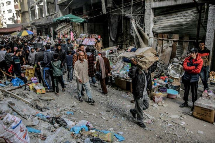 An open-air market amid destruction in Gaza City