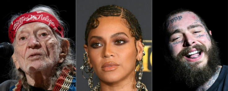 Willie Nelson (L) and Post Malone (R) also appear on Beyonce's 'Cowboy Carter'