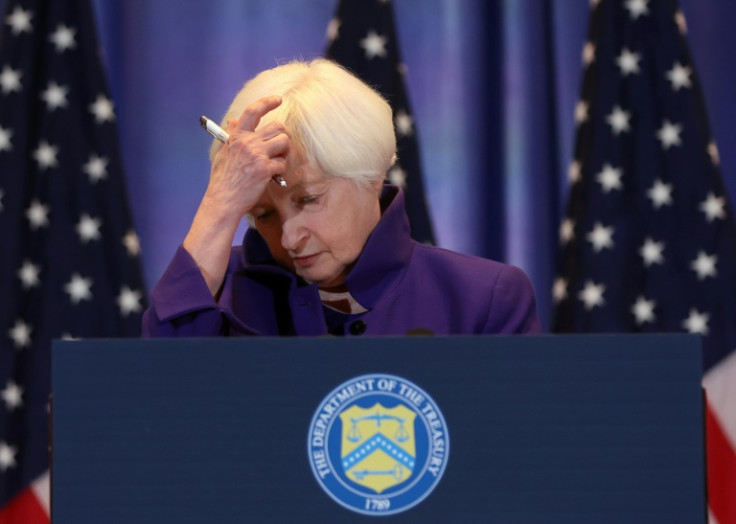 US Secretary of the Treasury Janet Yellen speaks during a news conference following a bilateral meeting with Chine's Vice Premier He Lifeng in November 2023