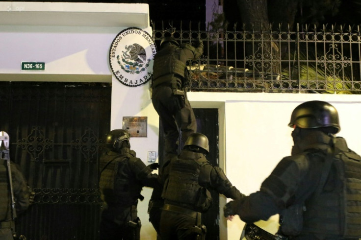 Ecuadoran police special forces break into the Mexican embassy in Quito to arrest Ecuador's former vice president Jorge Glas, on April 5, 2024