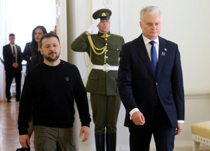 Volodymyr Zelensky, left, with Lithuania's President Gitanas Nauseda in Vilnius on Thursday
