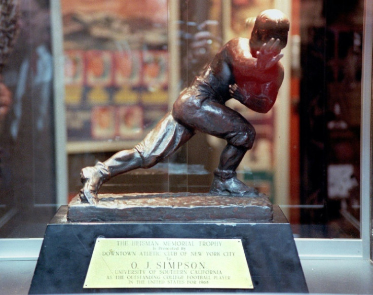 The Heisman Trophy that was presented to O.J. Simpson in 1968 when he was a senior at the University of Southern California went up for auction in 1999
