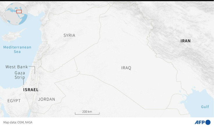 Map locating Iran, Syria, Iraq, Jordan and Israel