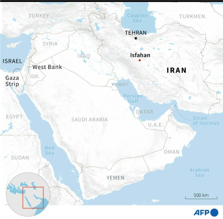 Map of the Middle East, locating the city of Isfahan in Iran.