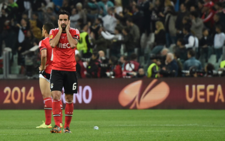 Amorim (L) played in the Benfica team that lost the 2014 Europa League final