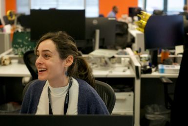 Matti Gellman, seen here inside the Baltimore Banner's newsroom, is launching her career as American journalism is in what experts have called a "perilous" state