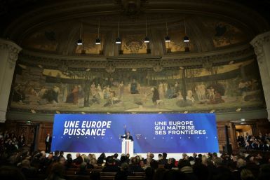 Macron delivered the keynote speech at the Sorbonne University