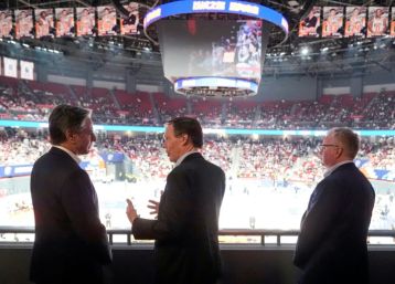 Blinken atteneded a basketball game in Shanghai with US Ambassador to China Nicholas Burns
