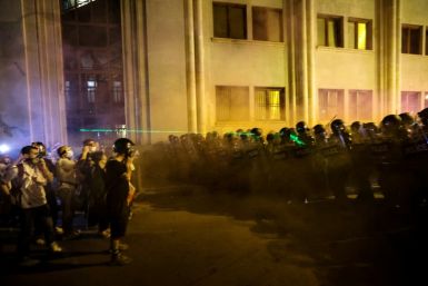 Riot police and protesters faced off in central Tbilisi