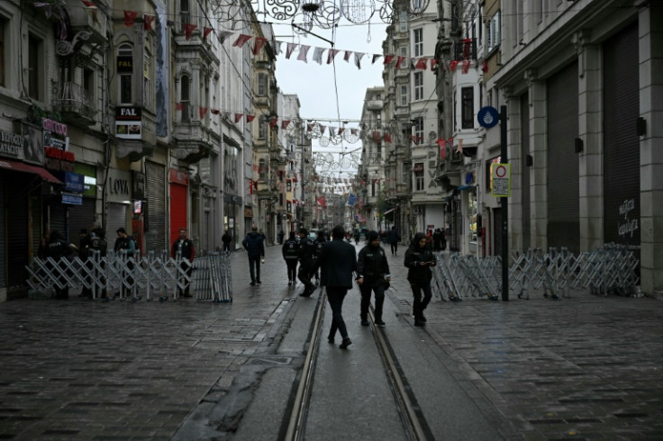 Turkish police block the Istiklal avenue for the annual May Day (Labour Day) rally