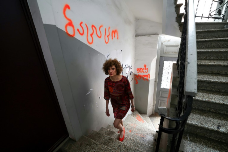 Beia Pataraia, one of Georgia's leading feminists, found her apartment graffitied