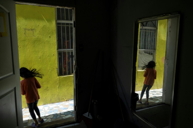 A child migrant at a shelter in the Mexican border city of Tijuana