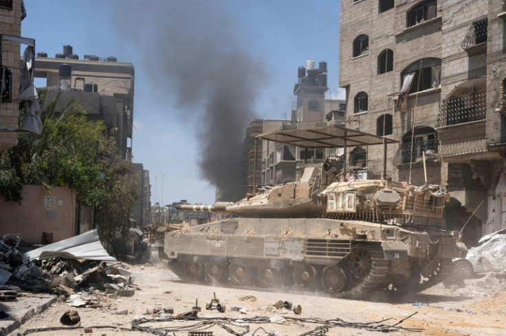 An Israeli army tank during operations in the Gaza Strip, seen in picture released by the army on May 31, 2024