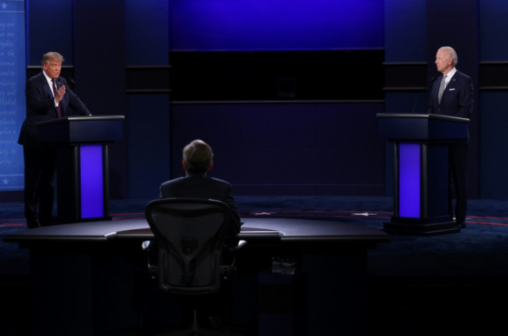 At one of their 2020 debates, Donald Trump (L) repeatedly cut off Joe Biden, prompting the Democrat at one point to ask Trump to 'shut up'
