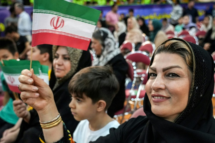 An Alireza Zakani supporter at a rally for the candidate in Tehran