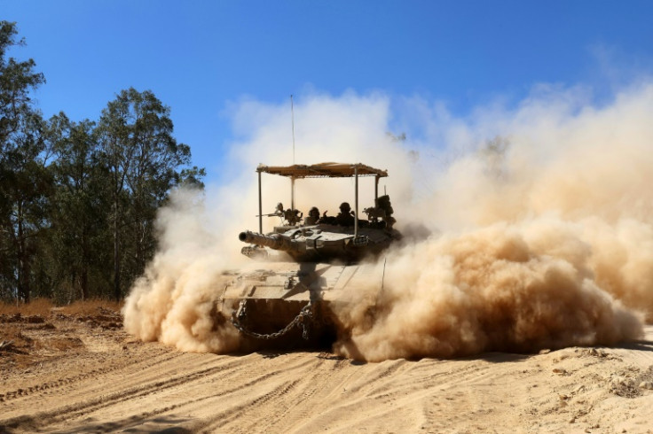 An Israeli tank near the border with the Gaza Strip and southern Israel on July 2, 2024