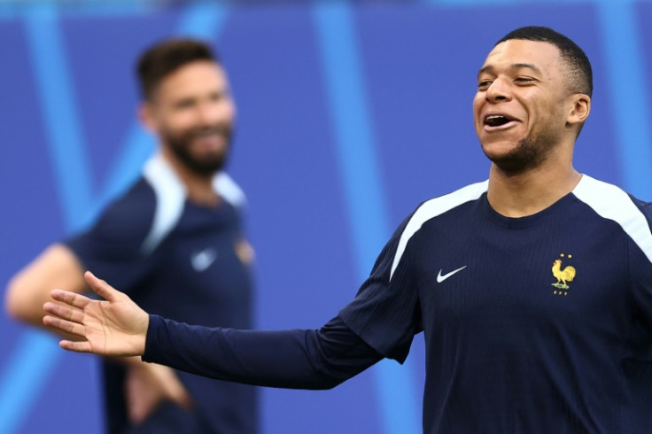 Kylian Mbappe during a France team training session in Hamburg on Thursday