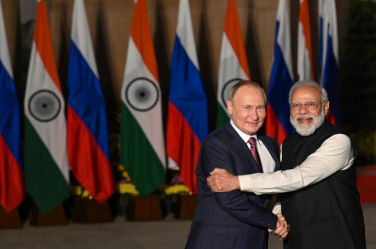 India's Prime Minister Narendra Modi and Russian President Vladimir Putin, seen here meeting in New Delhi in 2021