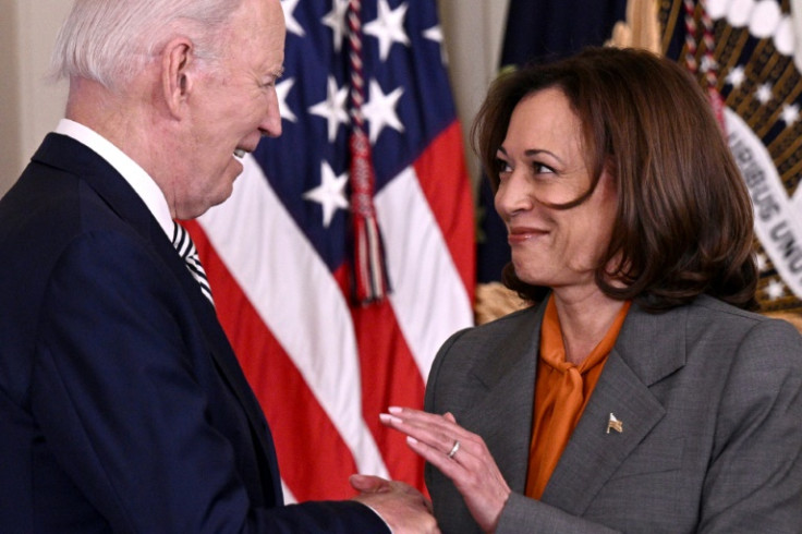 US President Joe Biden (left) gave his swift endorsement to Vice President Kamala Harris