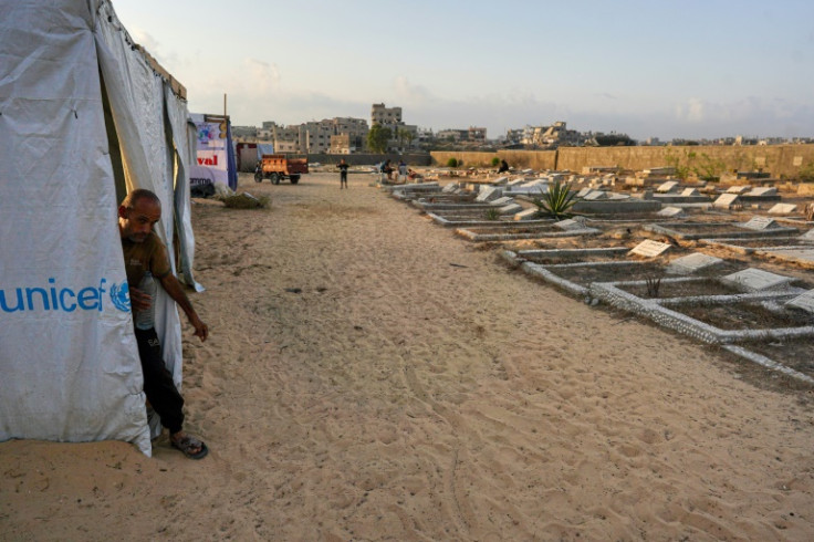 The UN said more than 180,000 people had already fled Khan Yunis -- some set up a temporary camp on the grounds of a cemetery in the city's west