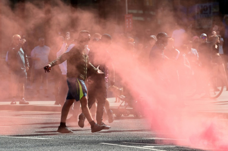 Protesters threw flares in Liverpool