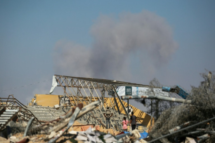 The rubble of the Khan Yunis municipal football stadium, in the southern Gaza Strip