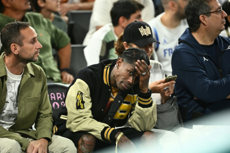 Travis Scott was seen attending the Olympics men's basketball semi-finals on Thursday evening