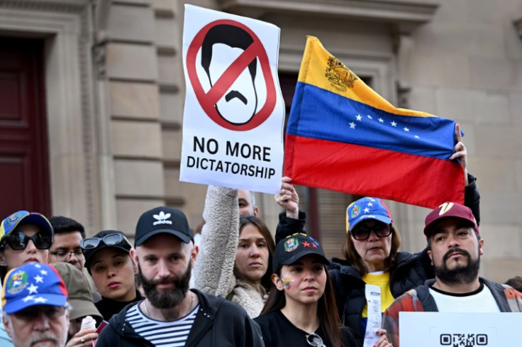 Members of the Venezuelan community protested the recent election results in Venezuela during a rally in Melbourne