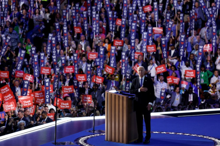 US President Joe Biden got a hero's send-off from thousands of delegates at the Democratic National Convention -- perhaps four years sooner than he had hoped