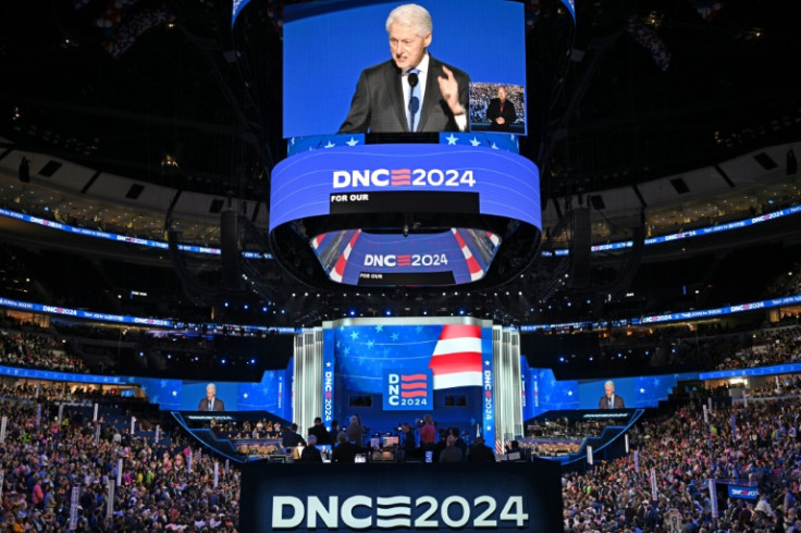 Former US president Bill Clinton told the crowd that Kamala Harris and her running mate Tim Walz would bring a 'breath of fresh air' to the White House if they won